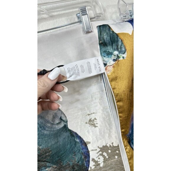 West Elm Set Of 2 Pillow Covers Shams Abstract Watercolor Silver Metallic  NWT - Picture 10 of 11